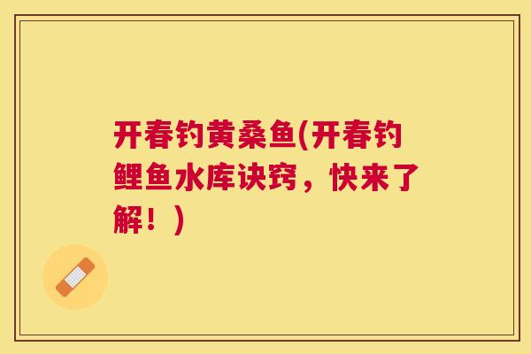 开春钓黄桑鱼(开春钓鲤鱼水库诀窍,快来了解!) 开春钓黄桑鱼(开春钓鲤鱼水库诀窍,快来了解!)