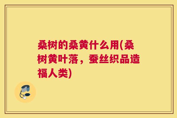 桑树的桑黄什么用(桑树黄叶落,蚕丝织品造福人类) 桑树的桑黄什么用(桑树黄叶落,蚕丝织品造福人类)