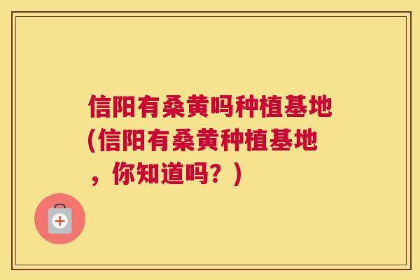 信阳有桑黄吗种植基地(信阳有桑黄种植基地,你知道吗?) 信阳有桑黄吗种植基地(信阳有桑黄种植基地,你知道吗?)