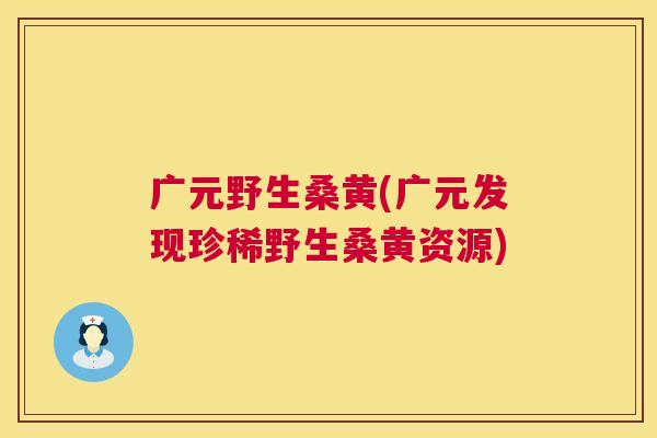广元野生桑黄(广元发现珍稀野生桑黄资源)
