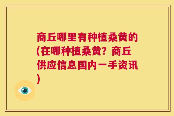 商丘哪里有种植桑黄的(在哪种植桑黄?商丘供应信息国内一手资讯) 商丘哪里有种植桑黄的(在哪种植桑黄?商丘供应信息国内一手资讯)