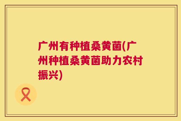 广州有种植桑黄菌(广州种植桑黄菌助力农村振兴) 广州有种植桑黄菌(广州种植桑黄菌助力农村振兴)