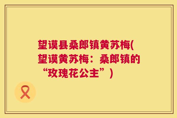 望谟县桑郎镇黄苏梅(望谟黄苏梅:桑郎镇的“玫瑰花公主”) 望谟县桑郎镇黄苏梅(望谟黄苏梅:桑郎镇的“玫瑰花公主”)