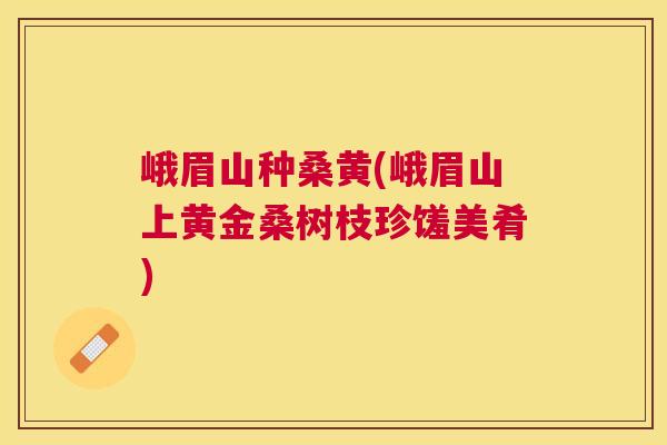 峨眉山种桑黄(峨眉山上黄金桑树枝珍馐美肴) 峨眉山种桑黄(峨眉山上黄金桑树枝珍馐美肴)