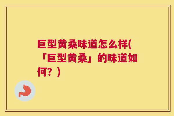 巨型黄桑味道怎么样(「巨型黄桑」的味道如何?) 巨型黄桑味道怎么样(「巨型黄桑」的味道如何?)