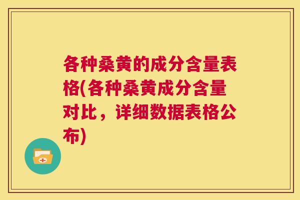各种桑黄的成分含量表格(各种桑黄成分含量对比,详细数据表格公布) 各种桑黄的成分含量表格(各种桑黄成分含量对比,详细数据表格公布)