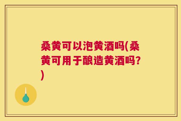 桑黄可以泡黄酒吗(桑黄可用于酿造黄酒吗?) 桑黄可以泡黄酒吗(桑黄可用于酿造黄酒吗?)