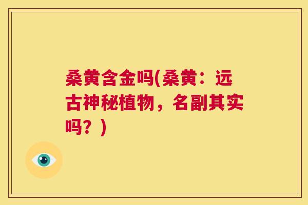 桑黄含金吗(桑黄:远古神秘植物,名副其实吗?) 桑黄含金吗(桑黄:远古神秘植物,名副其实吗?)