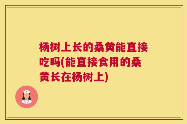 杨树上长的桑黄能直接吃吗(能直接食用的桑黄长在杨树上) 杨树上长的桑黄能直接吃吗(能直接食用的桑黄长在杨树上)