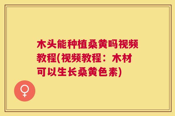 木头能种植桑黄吗视频教程(视频教程：木材可以生长桑黄色素)
