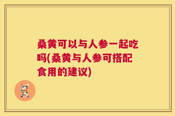桑黄可以与人参一起吃吗(桑黄与人参可搭配食用的建议) 桑黄可以与人参一起吃吗(桑黄与人参可搭配食用的建议)