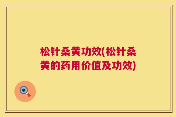 松针桑黄功效(松针桑黄的药用价值及功效) 松针桑黄功效(松针桑黄的药用价值及功效)