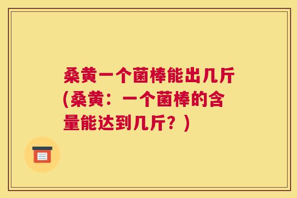 桑黄一个菌棒能出几斤(桑黄:一个菌棒的含量能达到几斤?) 桑黄一个菌棒能出几斤(桑黄:一个菌棒的含量能达到几斤?)