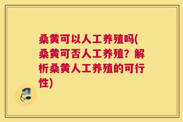 桑黄可以人工养殖吗(桑黄可否人工养殖?解析桑黄人工养殖的可行性) 桑黄可以人工养殖吗(桑黄可否人工养殖?解析桑黄人工养殖的可行性)