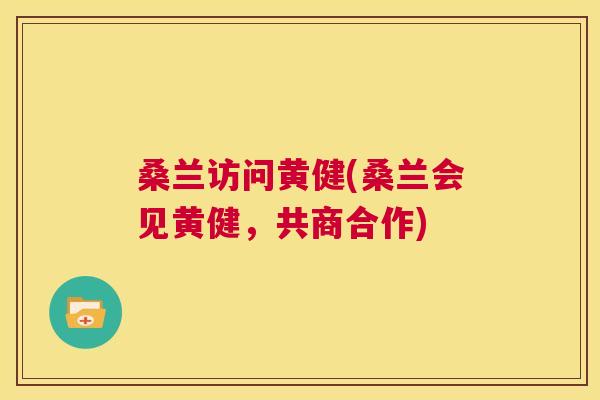 桑兰访问黄健(桑兰会见黄健,共商合作) 桑兰访问黄健(桑兰会见黄健,共商合作)