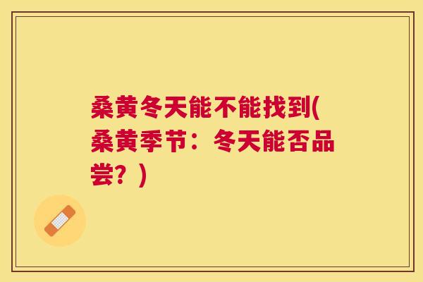 桑黄冬天能不能找到(桑黄季节:冬天能否品尝?) 桑黄冬天能不能找到(桑黄季节:冬天能否品尝?)