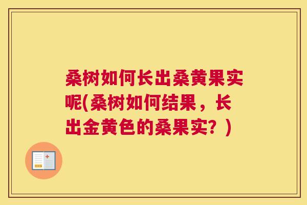 桑树如何长出桑黄果实呢(桑树如何结果,长出金黄色的桑果实?) 桑树如何长出桑黄果实呢(桑树如何结果,长出金黄色的桑果实?)