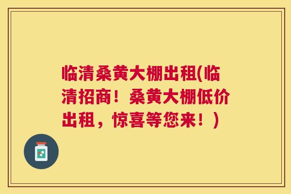 临清桑黄大棚出租(临清招商!桑黄大棚低价出租,惊喜等您来!) 临清桑黄大棚出租(临清招商!桑黄大棚低价出租,惊喜等您来!)