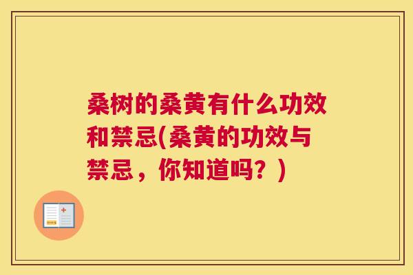 桑树的桑黄有什么功效和禁忌(桑黄的功效与禁忌,你知道吗?) 桑树的桑黄有什么功效和禁忌(桑黄的功效与禁忌,你知道吗?)