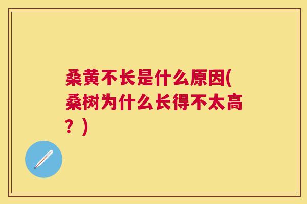 桑黄不长是什么原因(桑树为什么长得不太高?) 桑黄不长是什么原因(桑树为什么长得不太高?)