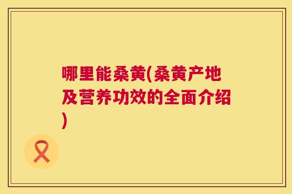 哪里能桑黄(桑黄产地及营养功效的全面介绍) 哪里能桑黄(桑黄产地及营养功效的全面介绍)