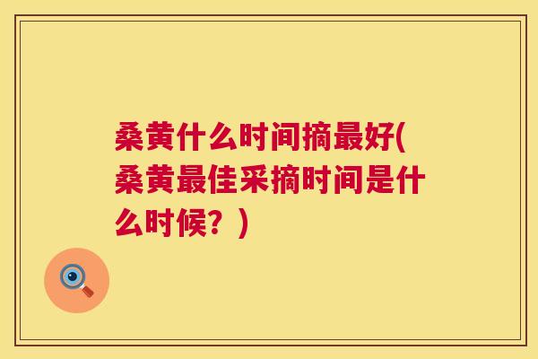 桑黄什么时间摘好(桑黄佳采摘时间是什么时候？)