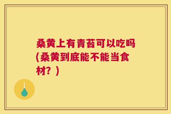 桑黄上有青苔可以吃吗(桑黄到底能不能当食材?) 桑黄上有青苔可以吃吗(桑黄到底能不能当食材?)