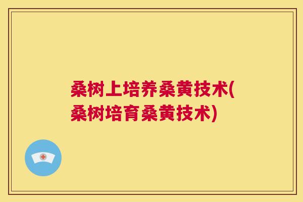 桑树上培养桑黄技术(桑树培育桑黄技术) 桑树上培养桑黄技术(桑树培育桑黄技术)