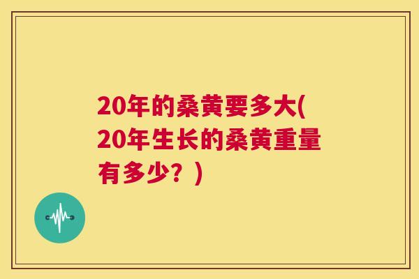 20年的桑黄要多大(20年生长的桑黄重量有多少?) 20年的桑黄要多大(20年生长的桑黄重量有多少?)