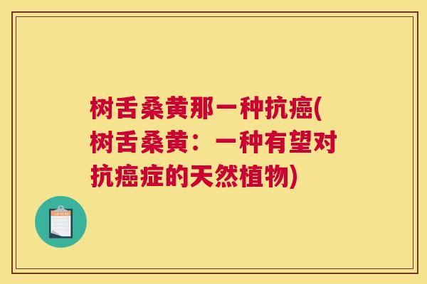 树舌桑黄那一种抗(树舌桑黄:一种有望对抗症的天然植物) 树舌桑黄那一种抗(树舌桑黄:一种有望对抗症的天然植物)