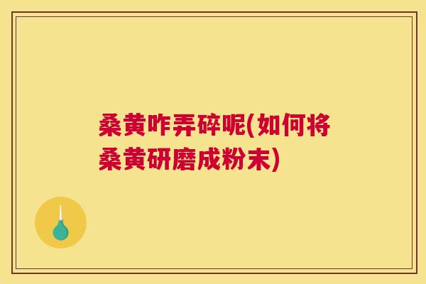 桑黄咋弄碎呢(如何将桑黄研磨成粉末) 桑黄咋弄碎呢(如何将桑黄研磨成粉末)