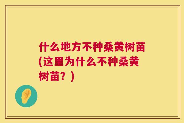 什么地方不种桑黄树苗(这里为什么不种桑黄树苗?) 什么地方不种桑黄树苗(这里为什么不种桑黄树苗?)