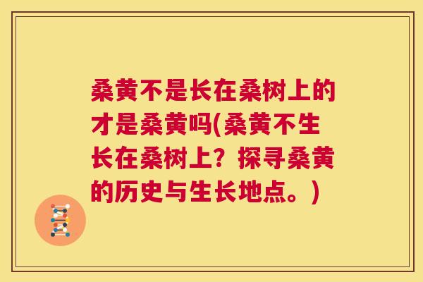桑黄不是长在桑树上的才是桑黄吗(桑黄不生长在桑树上?探寻桑黄的历史与生长地点。) 桑黄不是长在桑树上的才是桑黄吗(桑黄不生长在桑树上?探寻桑黄的历史与生长地点。)