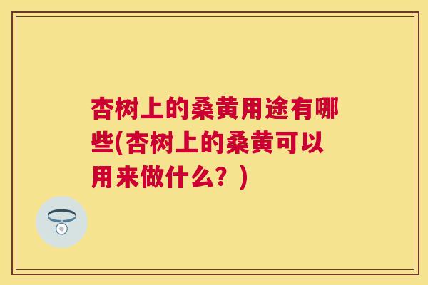 杏树上的桑黄用途有哪些(杏树上的桑黄可以用来做什么？)