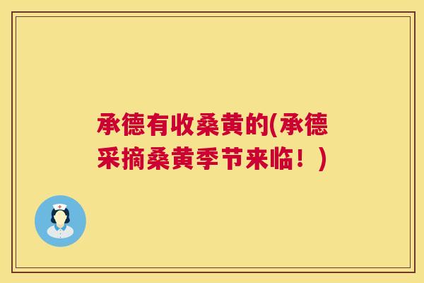 承德有收桑黄的(承德采摘桑黄季节来临！)