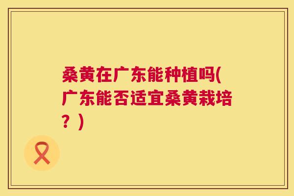 桑黄在广东能种植吗(广东能否适宜桑黄栽培?) 桑黄在广东能种植吗(广东能否适宜桑黄栽培?)