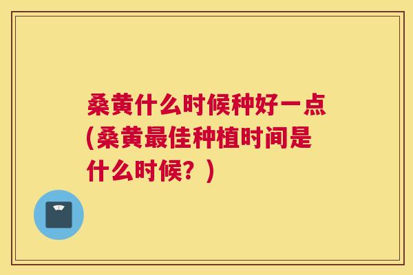 桑黄什么时候种好一点(桑黄佳种植时间是什么时候?) 桑黄什么时候种好一点(桑黄佳种植时间是什么时候?)