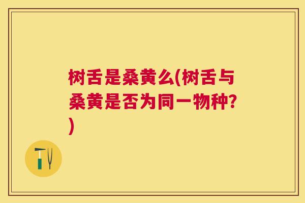 树舌是桑黄么(树舌与桑黄是否为同一物种？)