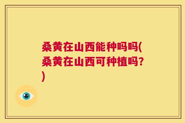 桑黄在山西能种吗吗(桑黄在山西可种植吗?) 桑黄在山西能种吗吗(桑黄在山西可种植吗?)