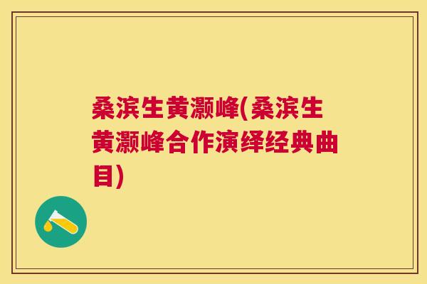 桑滨生黄灏峰(桑滨生黄灏峰合作演绎经典曲目) 桑滨生黄灏峰(桑滨生黄灏峰合作演绎经典曲目)