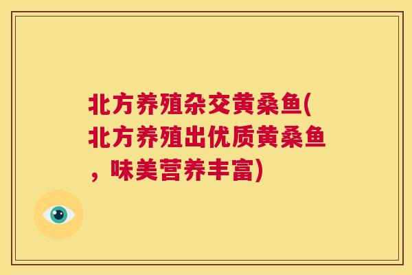 北方养殖杂交黄桑鱼(北方养殖出优质黄桑鱼,味美营养丰富) 北方养殖杂交黄桑鱼(北方养殖出优质黄桑鱼,味美营养丰富)