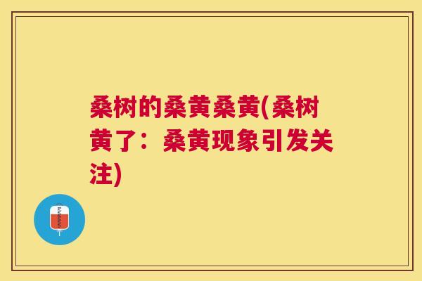 桑树的桑黄桑黄(桑树黄了:桑黄现象引发关注) 桑树的桑黄桑黄(桑树黄了:桑黄现象引发关注)