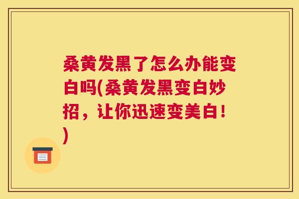 桑黄发黑了怎么办能变白吗(桑黄发黑变白妙招,让你迅速变美白!) 桑黄发黑了怎么办能变白吗(桑黄发黑变白妙招,让你迅速变美白!)