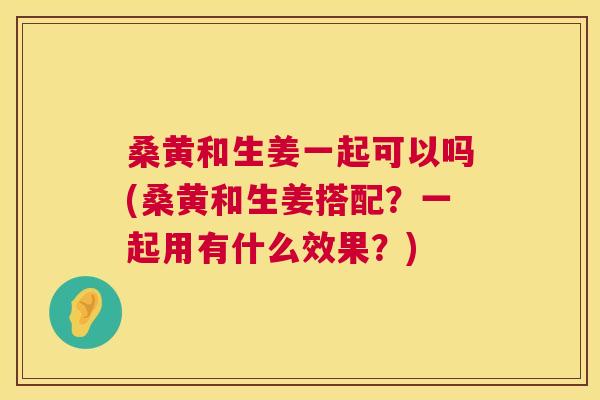桑黄和生姜一起可以吗(桑黄和生姜搭配?一起用有什么效果?) 桑黄和生姜一起可以吗(桑黄和生姜搭配?一起用有什么效果?)
