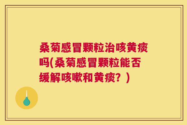 桑菊颗粒咳黄痰吗(桑菊颗粒能否缓解和黄痰?) 桑菊颗粒咳黄痰吗(桑菊颗粒能否缓解和黄痰?)