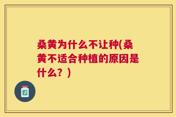 桑黄为什么不让种(桑黄不适合种植的原因是什么?) 桑黄为什么不让种(桑黄不适合种植的原因是什么?)