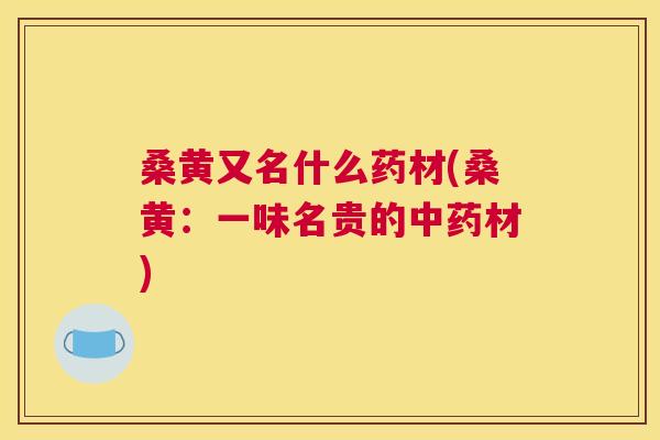 桑黄又名什么药材(桑黄：一味名贵的材)