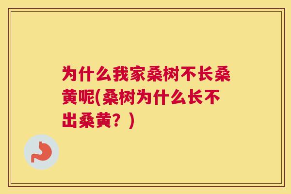 为什么我家桑树不长桑黄呢(桑树为什么长不出桑黄?) 为什么我家桑树不长桑黄呢(桑树为什么长不出桑黄?)
