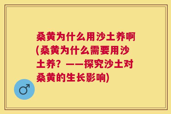 桑黄为什么用沙土养啊(桑黄为什么需要用沙土养?——探究沙土对桑黄的生长影响) 桑黄为什么用沙土养啊(桑黄为什么需要用沙土养?——探究沙土对桑黄的生长影响)