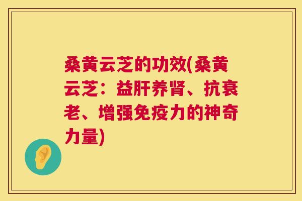 桑黄云芝的功效(桑黄云芝:益养、抗、增强力的神奇力量) 桑黄云芝的功效(桑黄云芝:益养、抗、增强力的神奇力量)